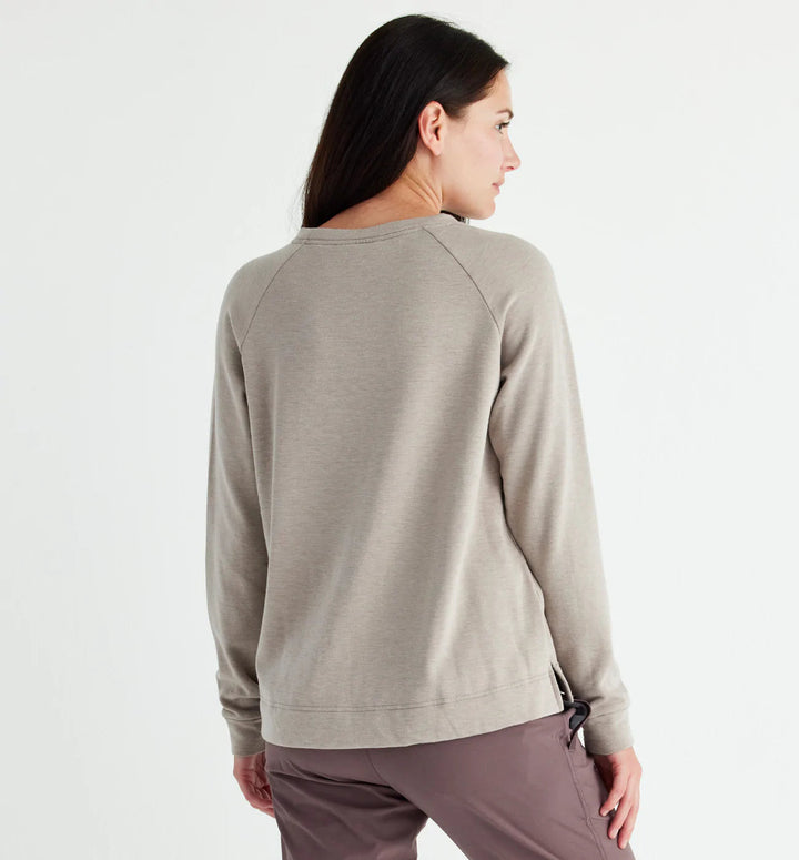 FREE FLY Women's Bamboo Lightweight Fleece Crewneck Pullover - HEATHER STONE - Sun Diego Boardshop