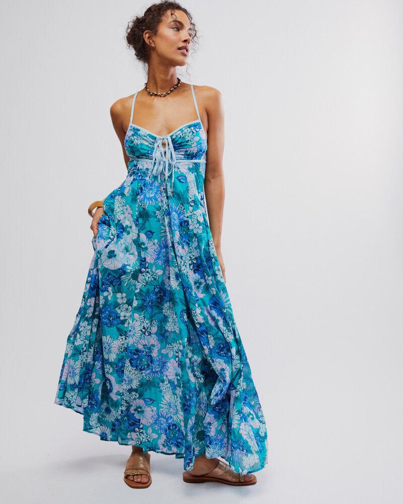 Free People Dream Weaver Maxi Dress - TEAL COMBO - Sun Diego Boardshop