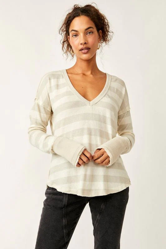 Free People Sail Away Long Sleeve Knit  - Natural Combo - Sun Diego Boardshop