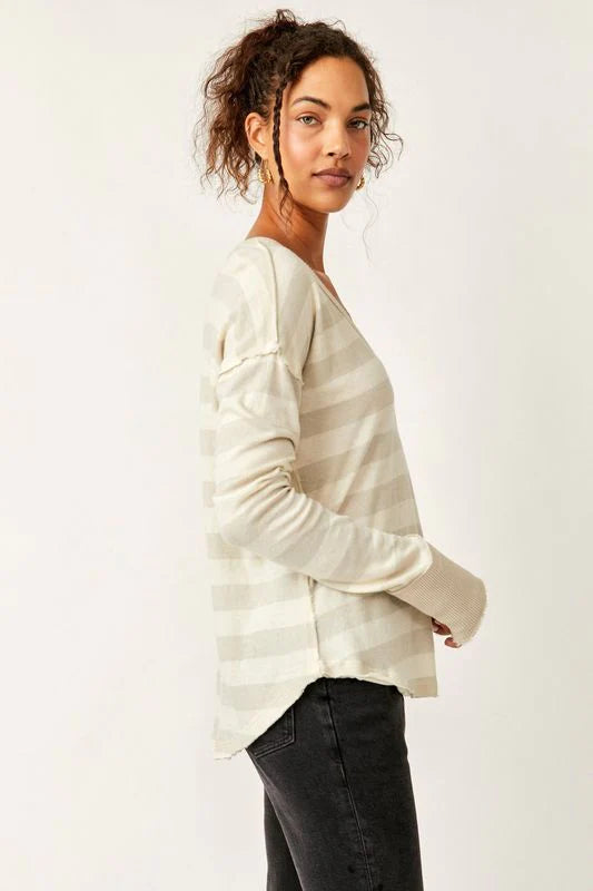 Free People Sail Away Long Sleeve Knit  - Natural Combo - Sun Diego Boardshop