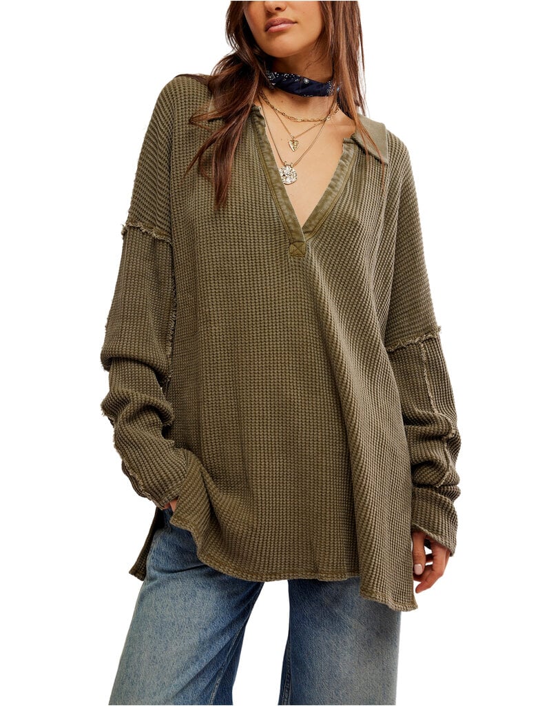 Free People We The Free Travis Polo - MILITARY OLIVE - Sun Diego Boardshop