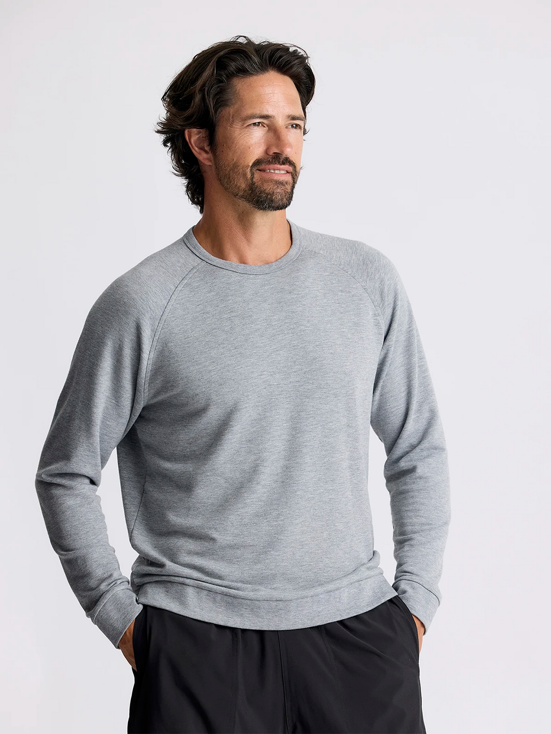 Free Fly Men's Bamboo Lightweight Fleece Crew - HEATHER GREY - Sun Diego Boardshop