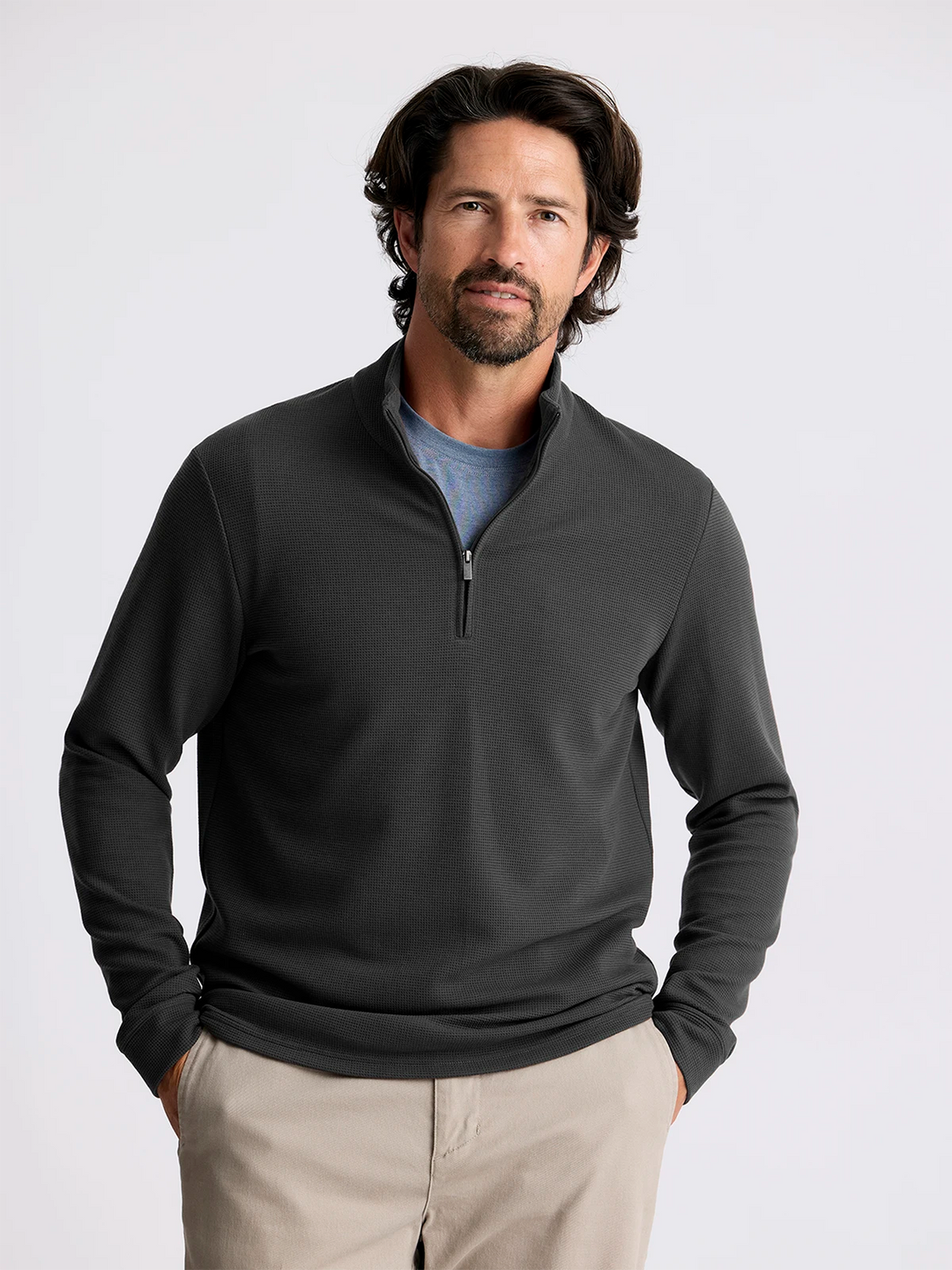 Free Fly Men's Waffle Quarter Zip - MIDNIGHT - Sun Diego Boardshop