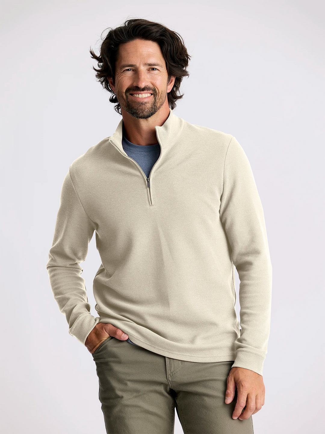 Free Fly Men's Waffle Quarter Zip - SANDSTONE - Sun Diego Boardshop