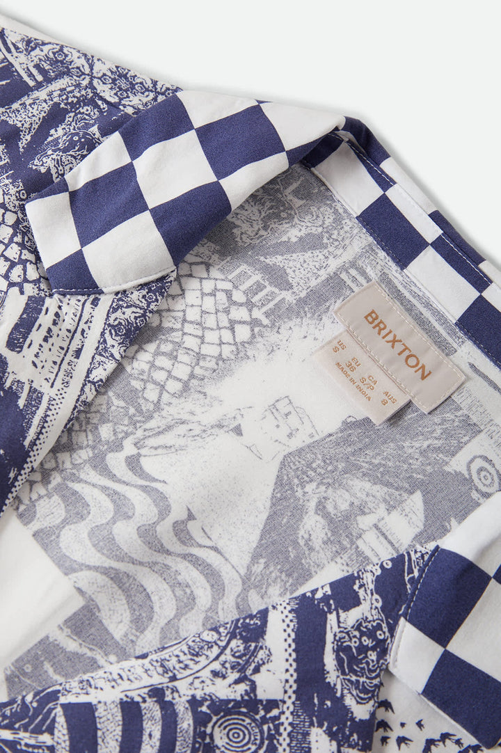 Brixton Women's The Omar Button Down Short Sleeve Shirt - Navy/White Collage - Sun Diego Boardshop