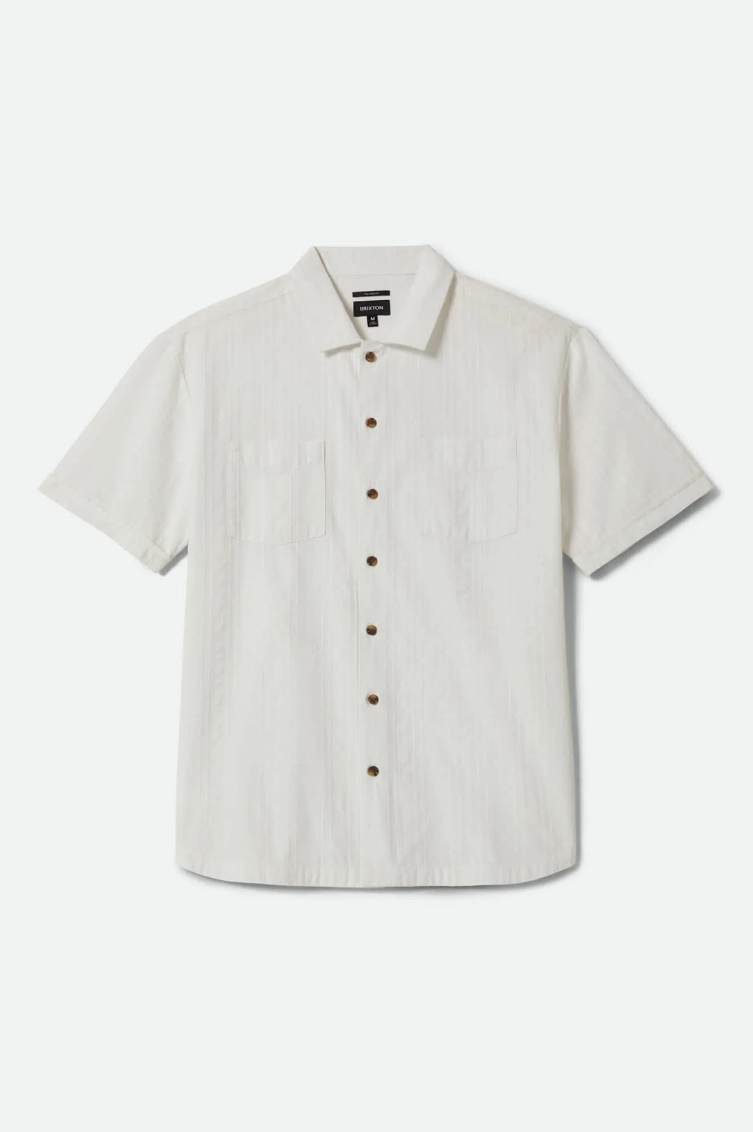 Brixton Men's Vintage Short Sleeve Shirt - Off White Jacquard Stripe - Sun Diego Boardshop