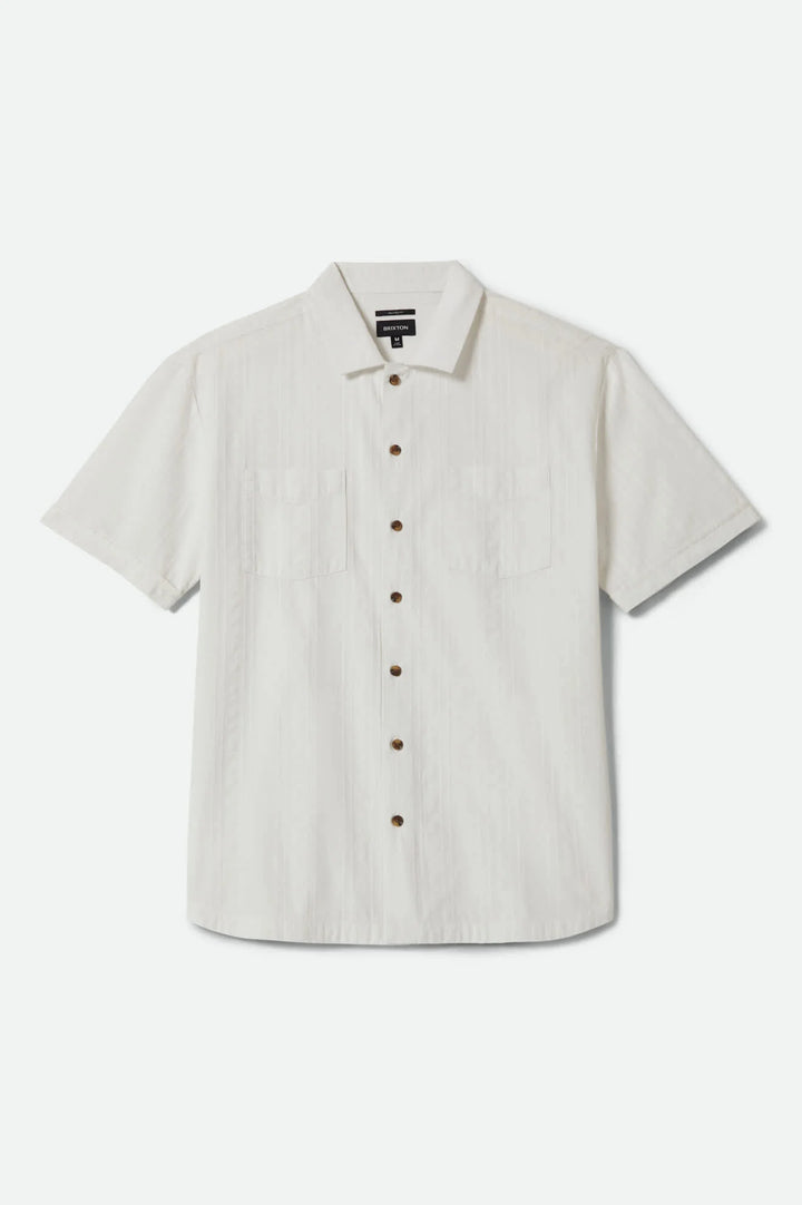 Brixton Men's Vintage Short Sleeve Shirt - Off White Jacquard Stripe - Sun Diego Boardshop
