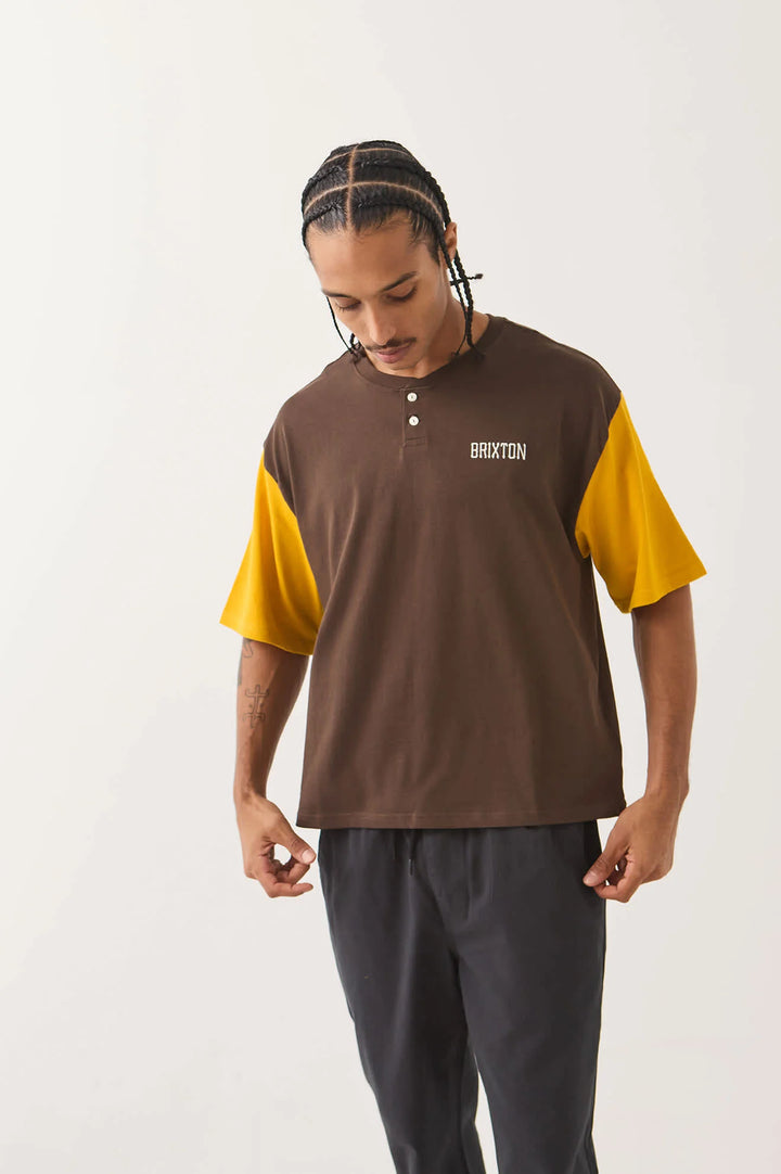 Brixton Men's Boxy Baseball T-Shirt - Walnut Brown/Golden Hour - Sun Diego Boardshop