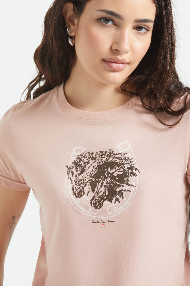 Brixton Women's Pony Club Slim Crew T-Shirt - Silver Pink - Sun Diego Boardshop