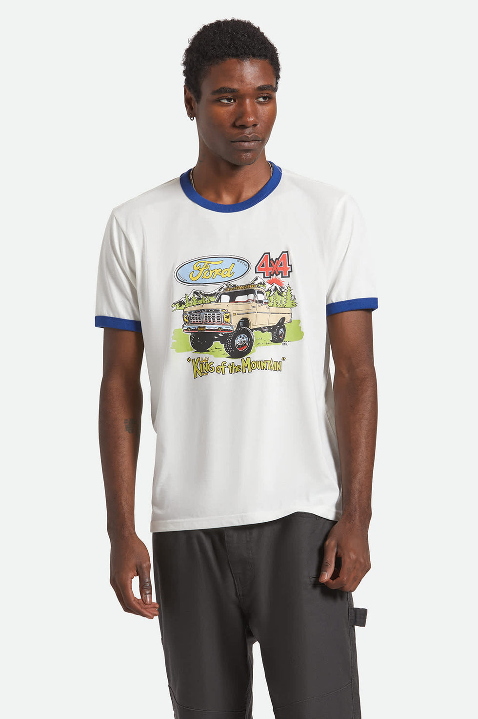 Brixton Ford King Of The Mountains Ringer T-Shirt - Wimbledon White - Sun Diego Boardshop