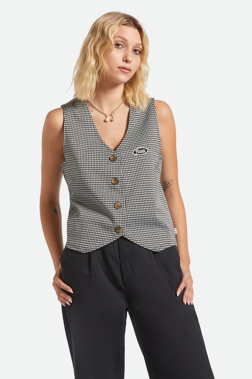 Brixton Houndstooth Leisure Vest - Winter White/Black - Sun Diego Boardshop