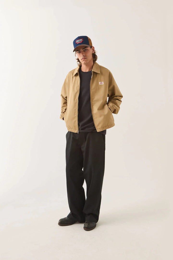 Brixton Men's Trademark Lightweight Garage Zip Jacket - British Khaki - Sun Diego Boardshop