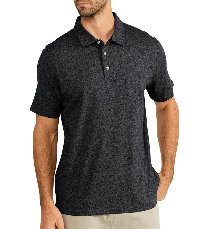 Free Fly Men's Bamboo Heritage Polo - HEATHER BLACK - Sun Diego Boardshop