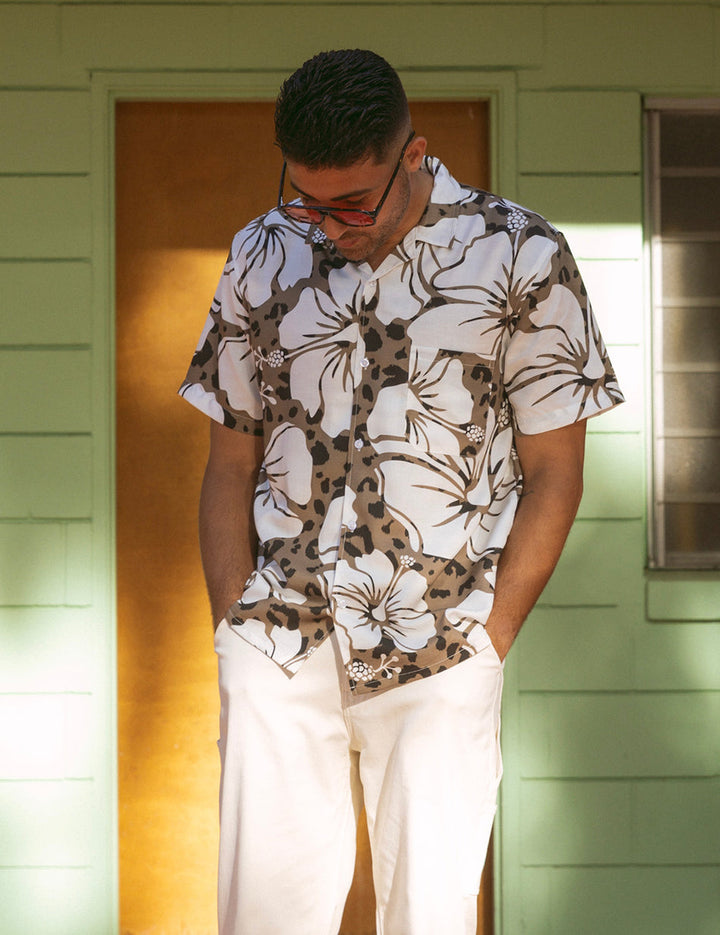 Duvin Hibiscus Leopard Buttonup - Black - Sun Diego Boardshop