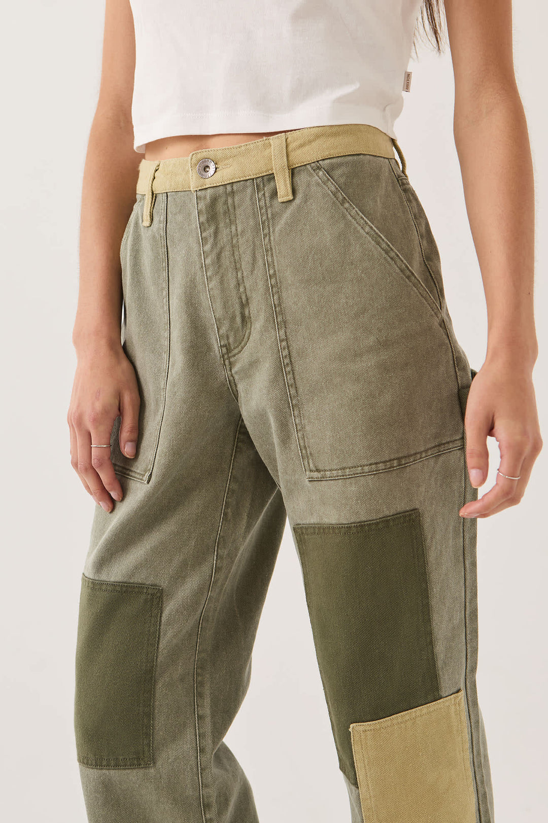 Brixton Women's Essex Patchwork Painter Pant - Vintage Olive Patchwork - Sun Diego Boardshop