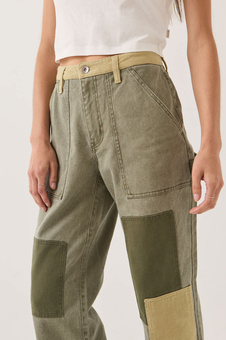 Brixton Women's Essex Patchwork Painter Pant - Vintage Olive Patchwork - Sun Diego Boardshop