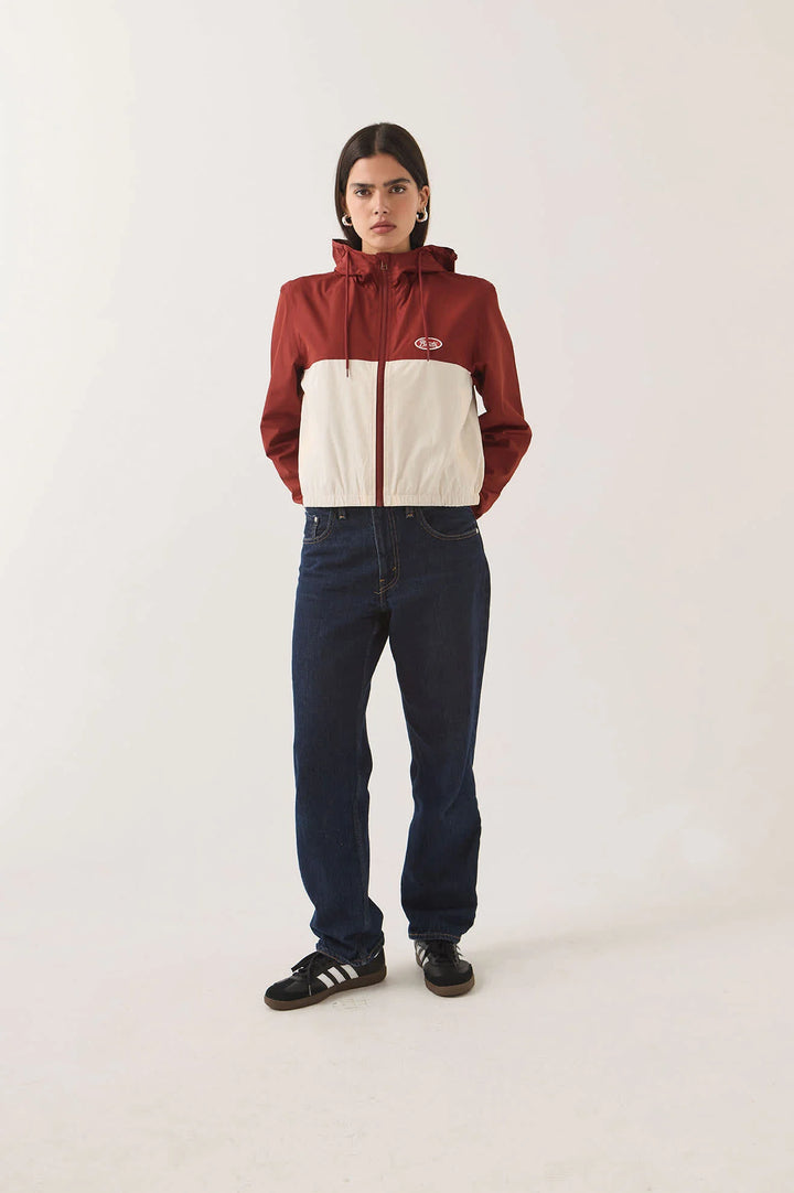 Brixton Women's Parsons Lightweight Hooded Windbreaker - Dark Brick/Whitecap - Sun Diego Boardshop