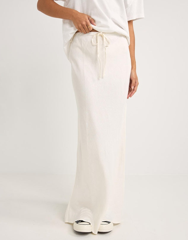 Rhythm Bias Cut Maxi Skirt - WHITE - Sun Diego Boardshop