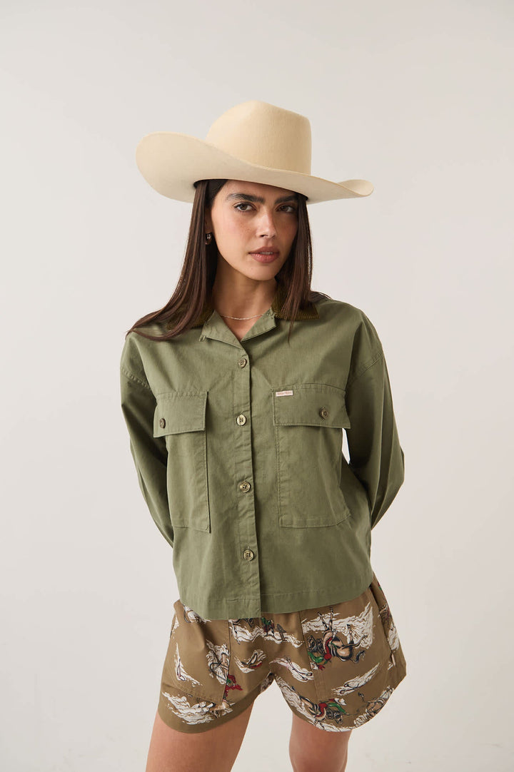 Brixton Women's Utopia Overshirt - Washed Olive Surplus - Sun Diego Boardshop