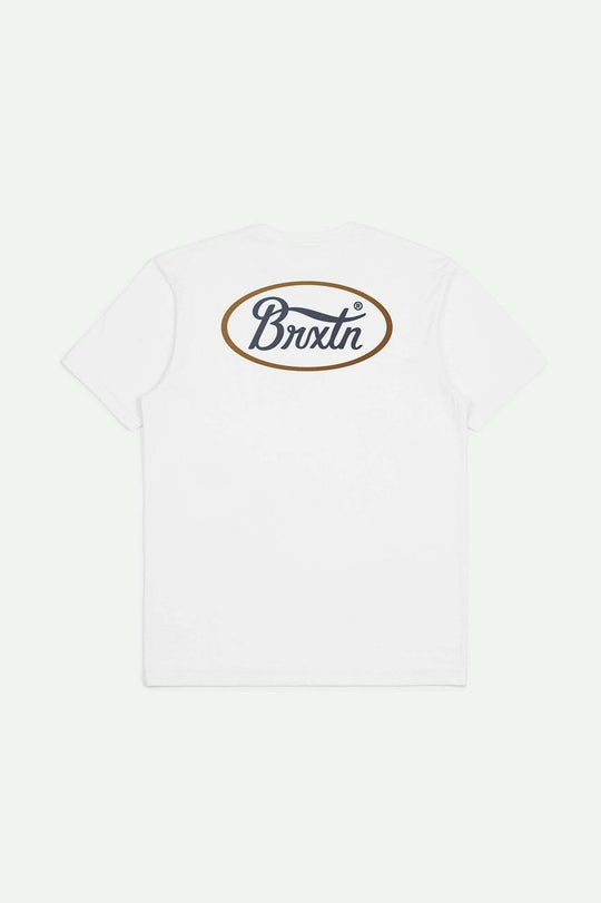 Brixton Parsons S/S Tailored T-Shirt - WHITE/WASHED NAVY/BROWN - Sun Diego Boardshop