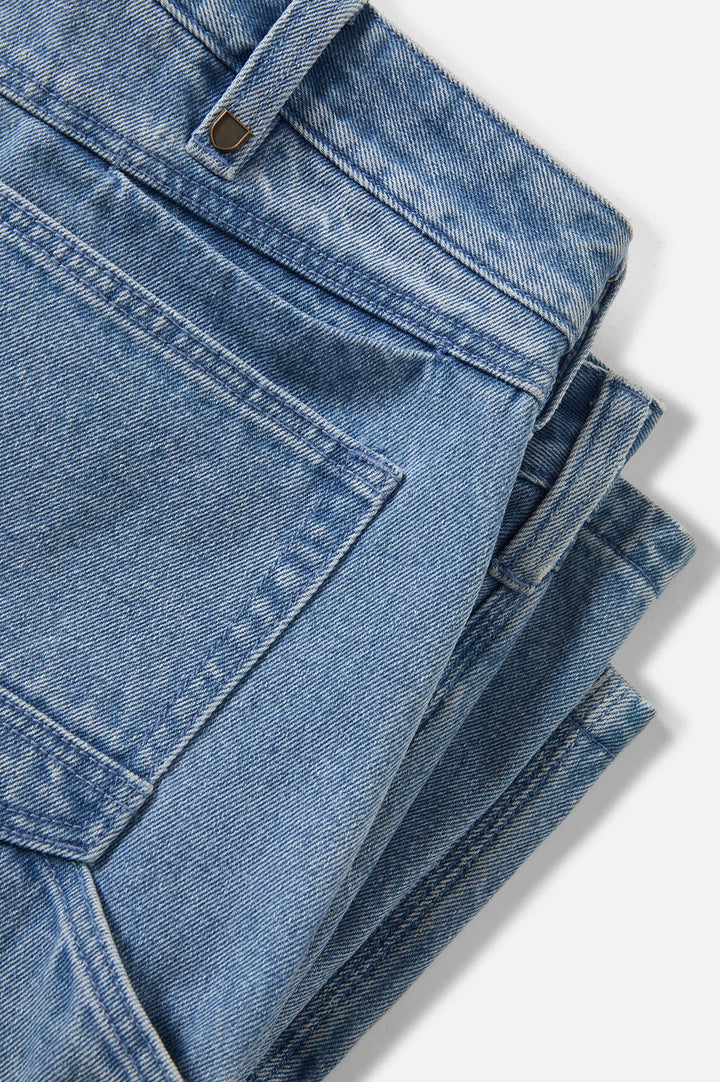 Brixton Men's Builders Carpenter Baggy Short - Washed Blue Denim - Sun Diego Boardshop