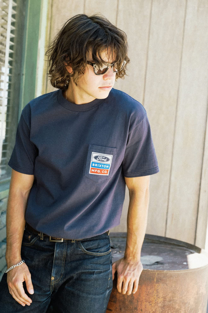 Brixton Men's Ford Service Dept Pocket T-Shirt - American Navy - Sun Diego Boardshop