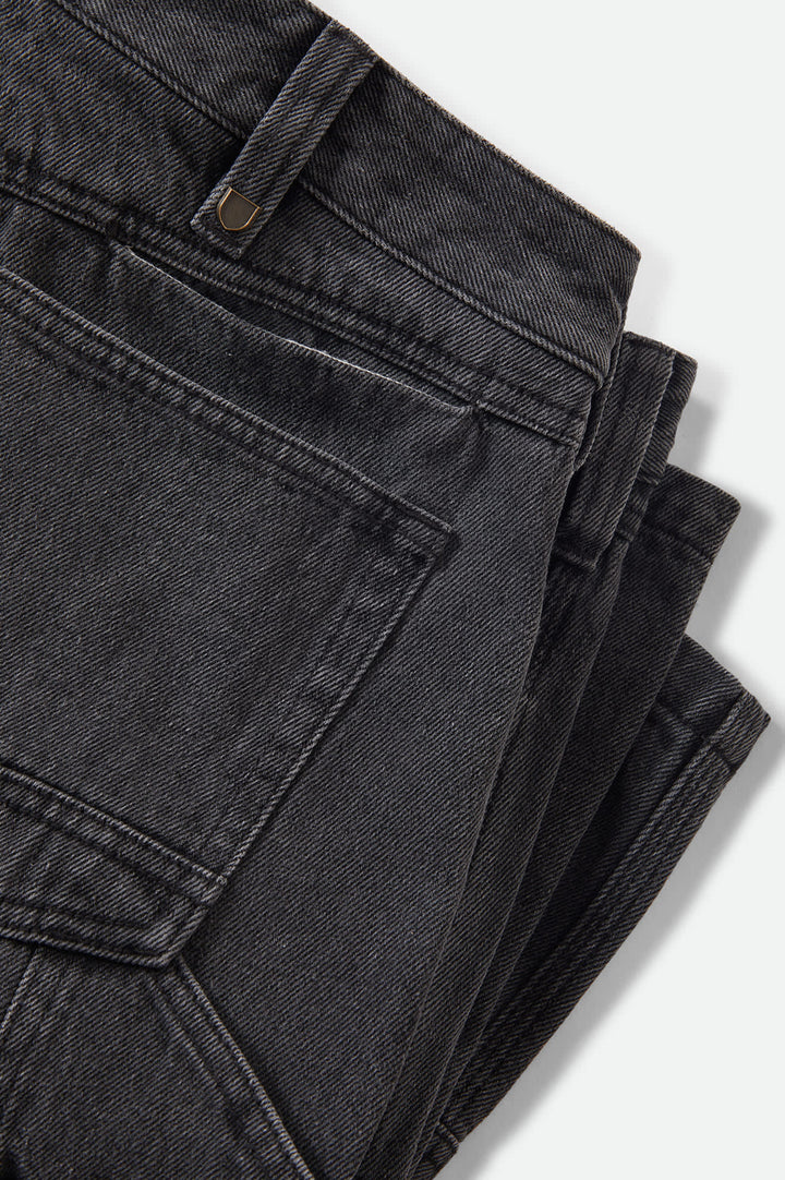 Brixton Men's Builders Carpenter Baggy Short - Washed Black Denim - Sun Diego Boardshop
