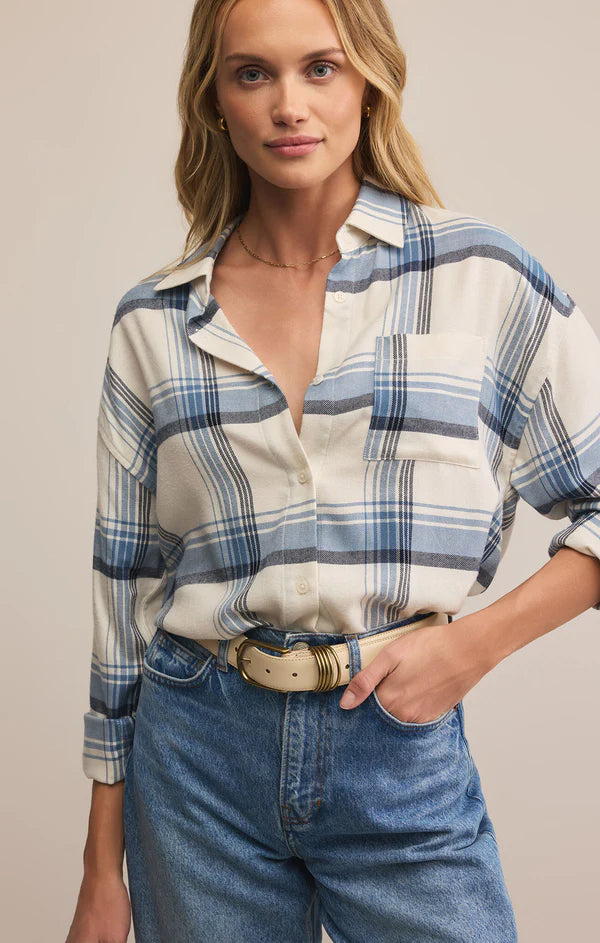 Z-Supply River Plaid Button Up - Vintage Indigo