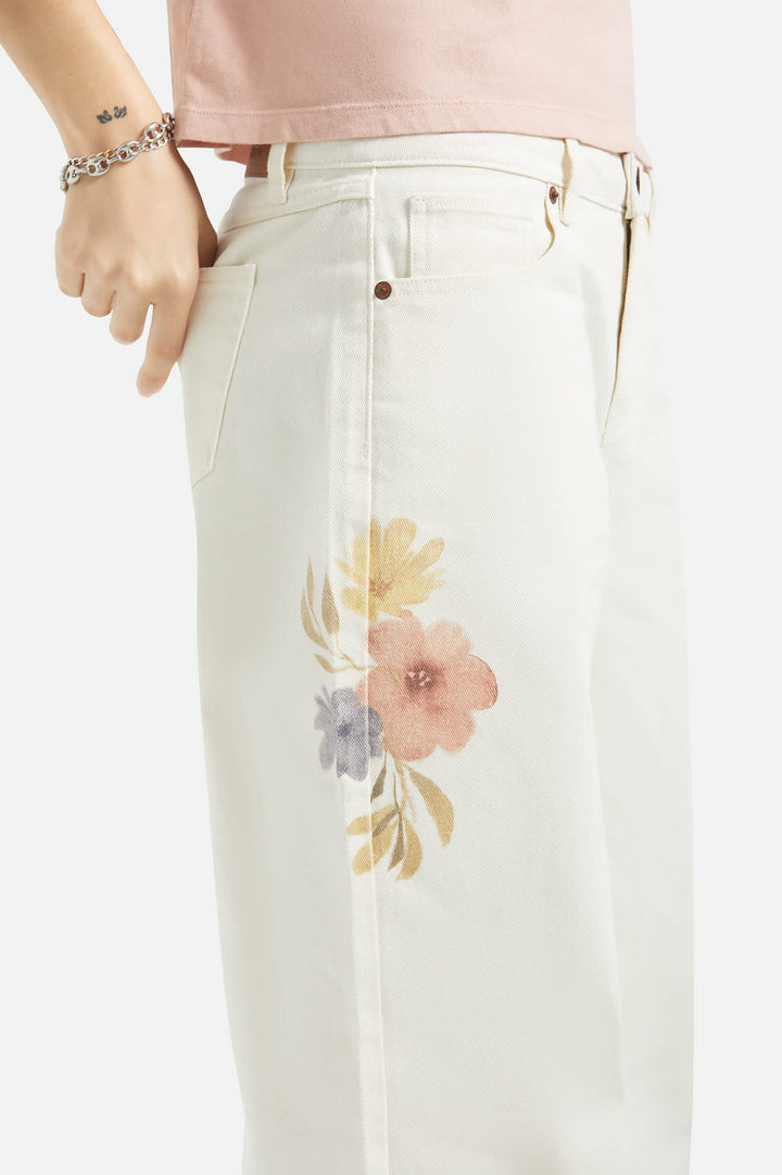 Brixton Women's The Chloe 5-Pocket Pant - Off White Floral Burst - Sun Diego Boardshop