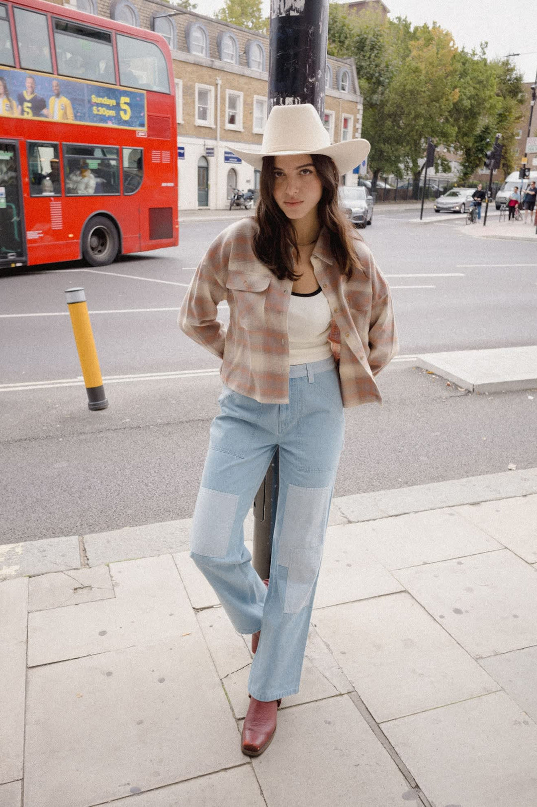 Brixton Women's Bowery Crop Overshirt - Soft Tan Window Plaid - Sun Diego Boardshop