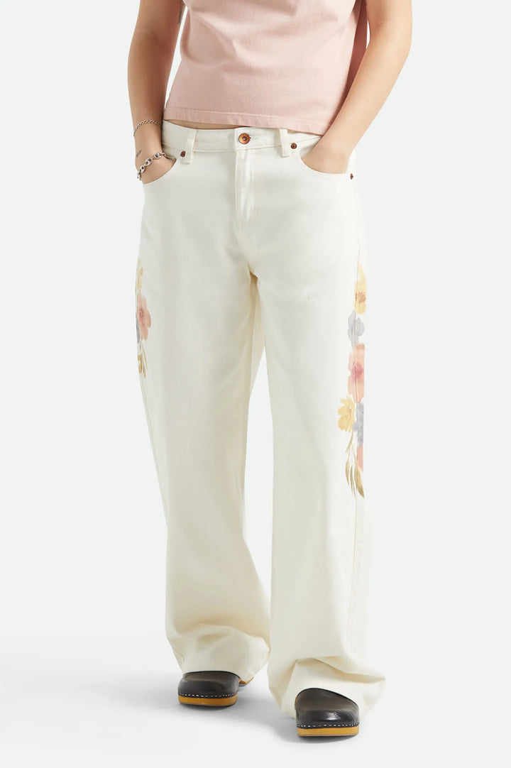 Brixton Women's The Chloe 5-Pocket Pant - Off White Floral Burst - Sun Diego Boardshop