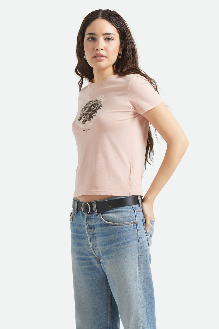 Brixton Women's Pony Club Slim Crew T-Shirt - Silver Pink - Sun Diego Boardshop
