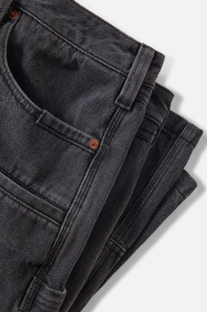 Brixton Men's Builders Carpenter Baggy Short - Washed Black Denim - Sun Diego Boardshop