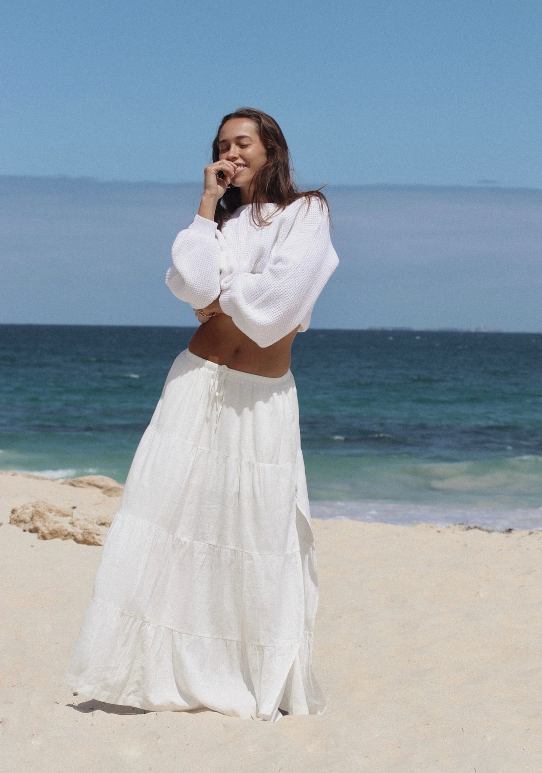 Rhythm Women's Classic Tiered Maxi Skirt - White - Sun Diego Boardshop