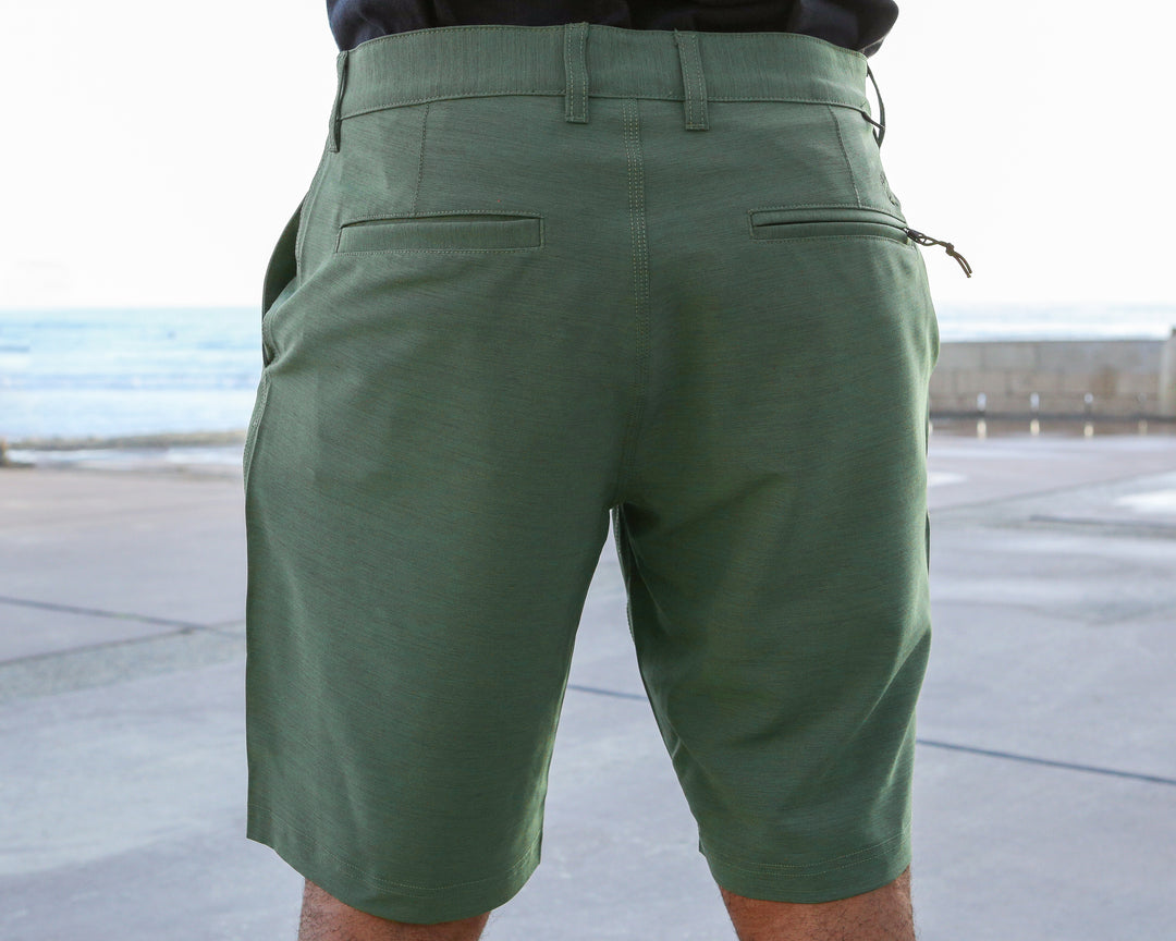 SunDiego SEAWAY HYBRID Elastic Waist Shorts - Olive - Sun Diego Boardshop