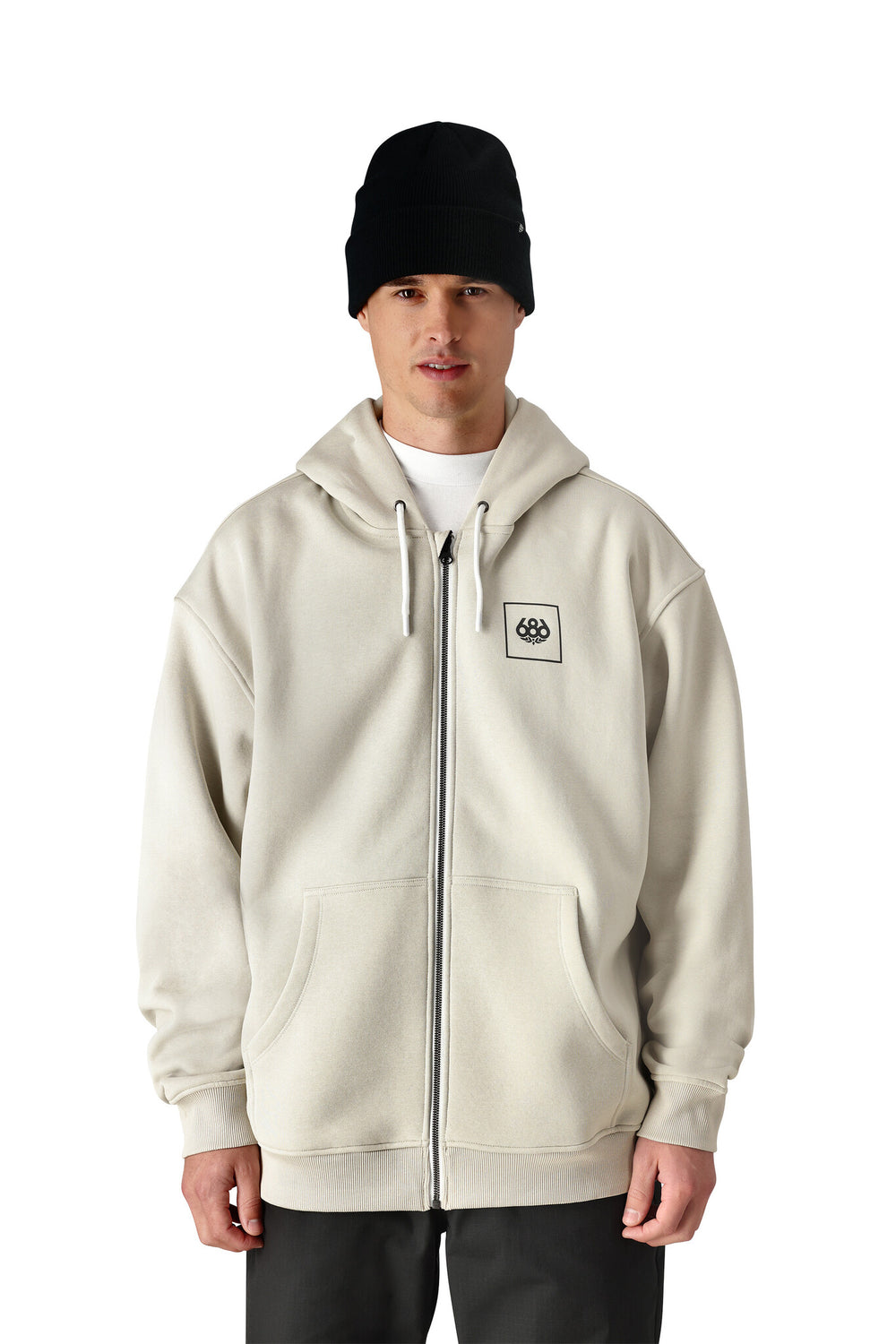 686 Enterprises Knockout Script Premium Heavyweight Zip Hoody - LIMESTONE - Sun Diego Boardshop