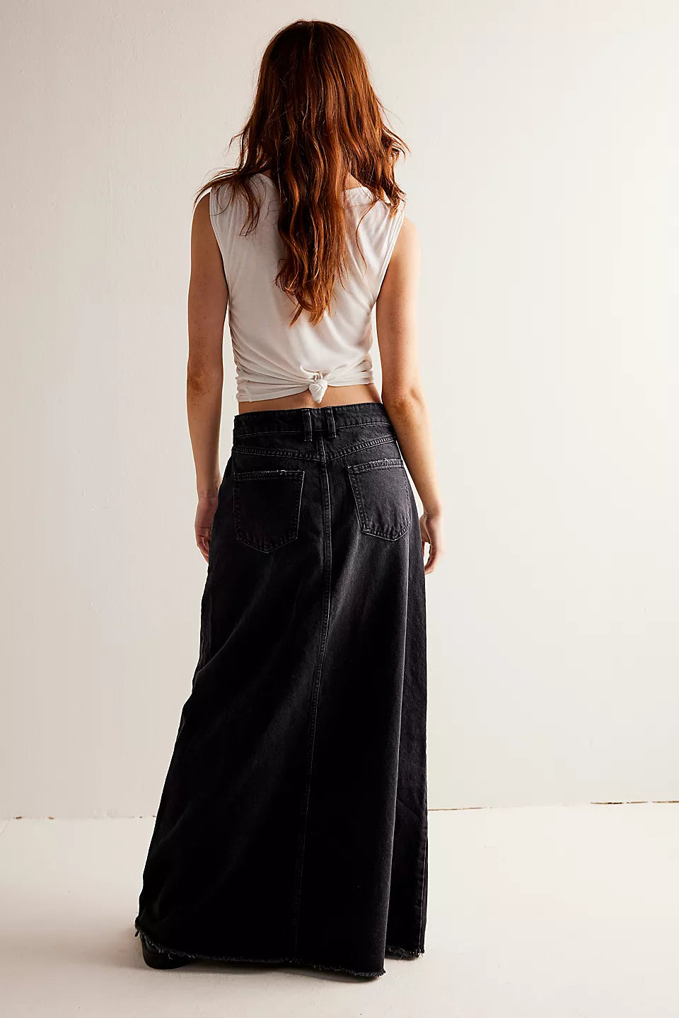 Free People We The Free Come As You Are Denim Maxi Skirt - BLACK - Sun Diego Boardshop