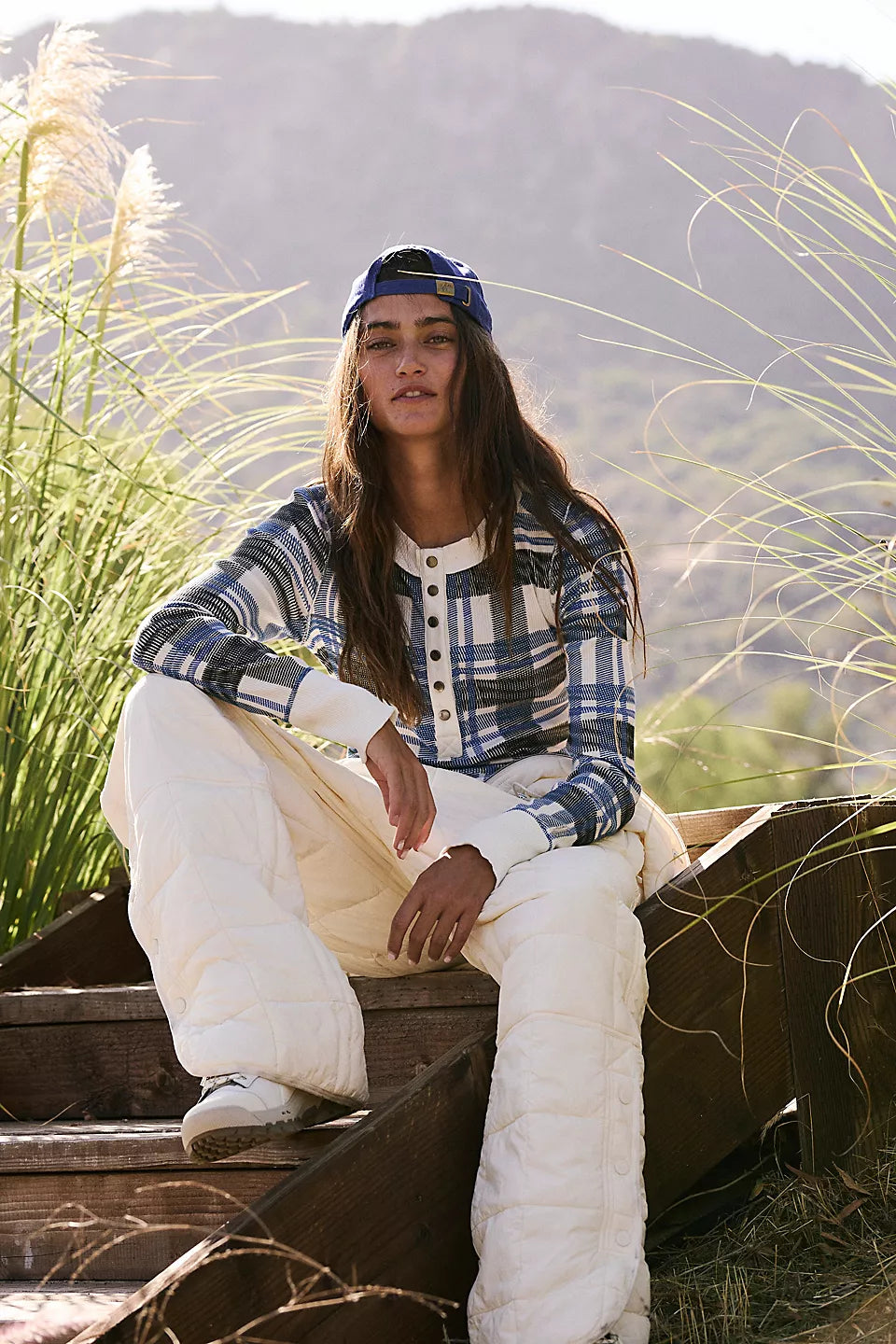 Free People Rally Layer Printed - True Plaid Ivory - Sun Diego Boardshop