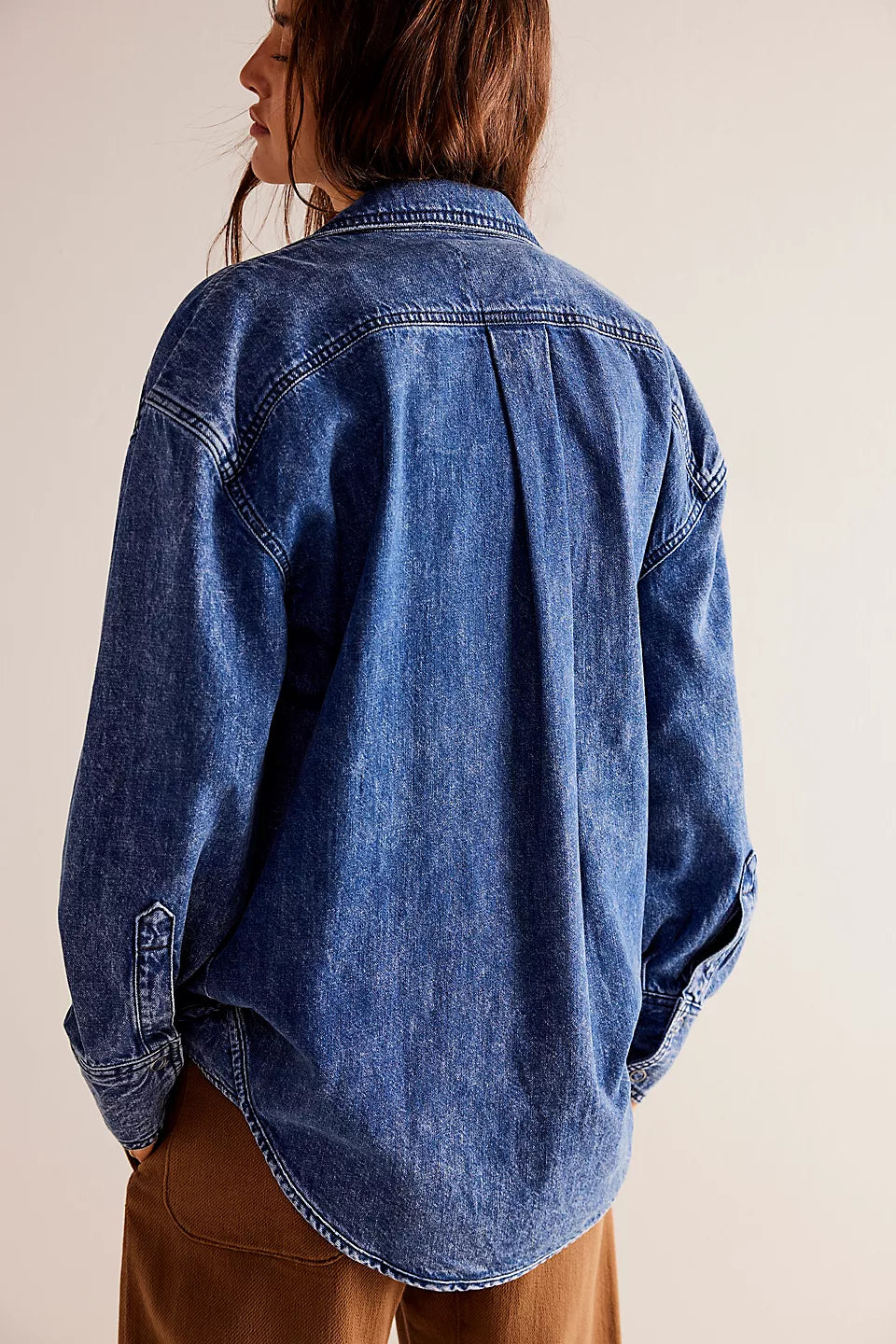 Free People We The Free Izzie Cargo Denim Shirt- Vintage Indigo Wash - Sun Diego Boardshop