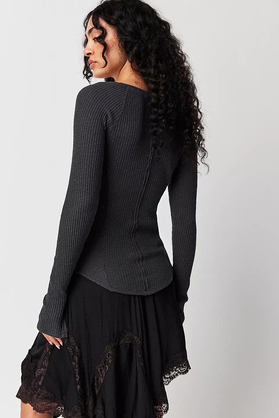 Free People Passing Thru Layering Long Sleeve Top - Black - Sun Diego Boardshop