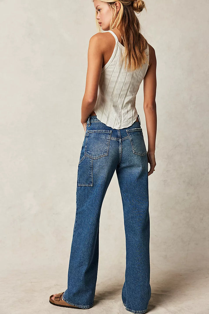 Free People Tinsley Baggy High Rise Pant - Hazey Blue - Sun Diego Boardshop