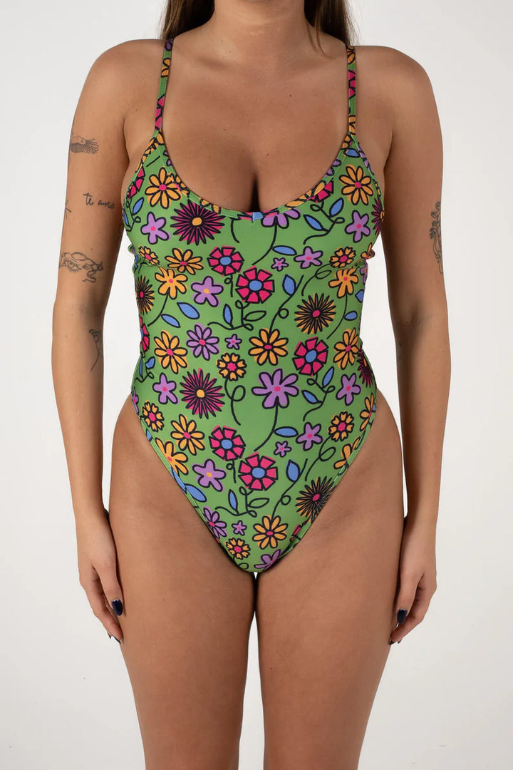 Inner Relm Poolside One Piece - GREEN FLOWER - Sun Diego Boardshop