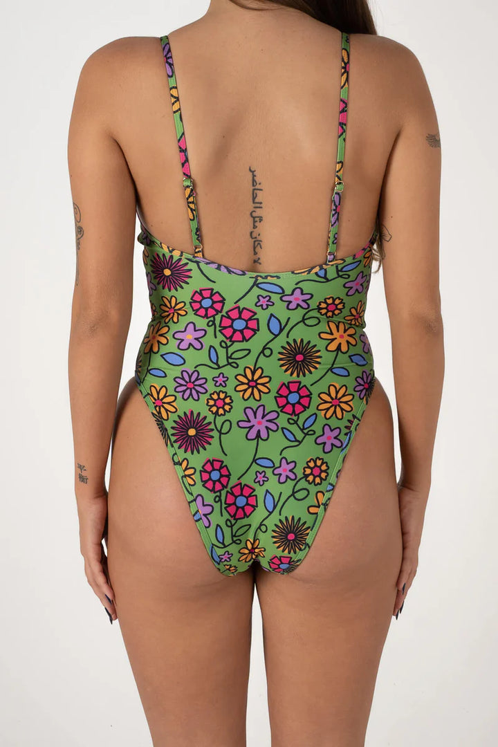 Inner Relm Poolside One Piece - GREEN FLOWER - Sun Diego Boardshop