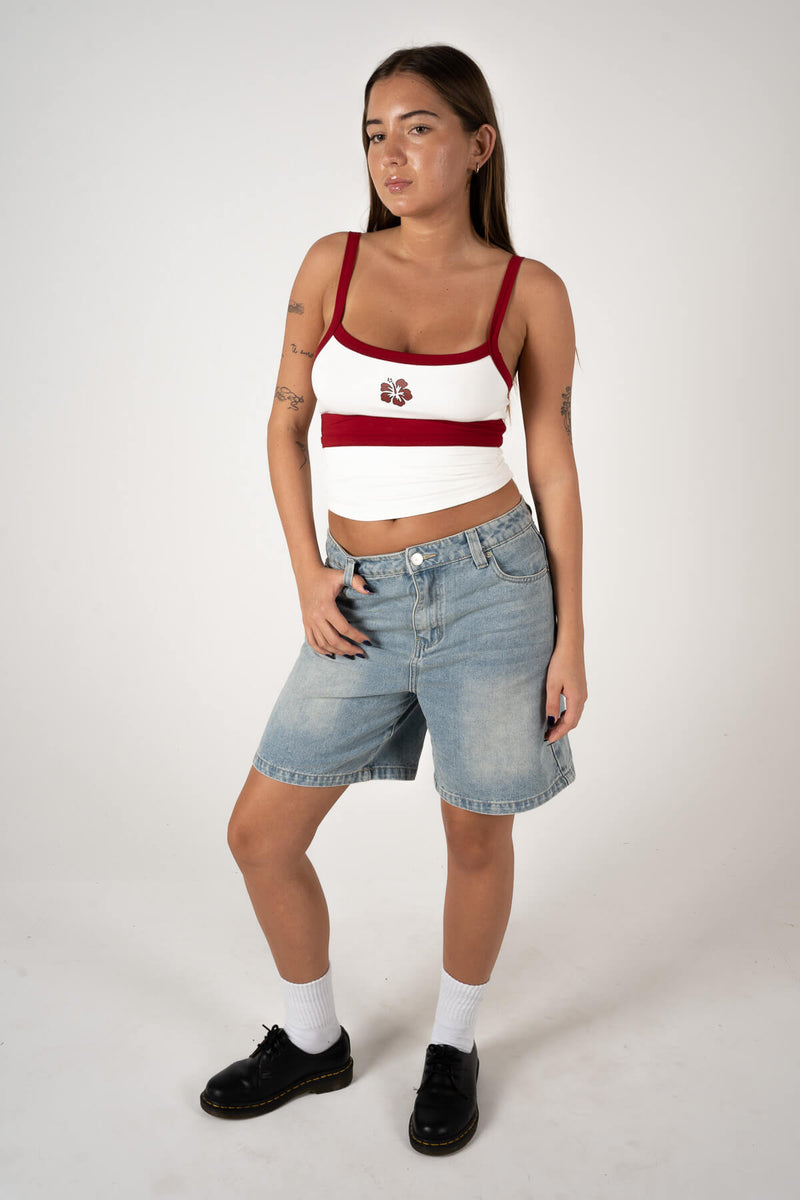 Inner Relm Sweet Treat Singlet Tank - WHITE/RED - Sun Diego Boardshop