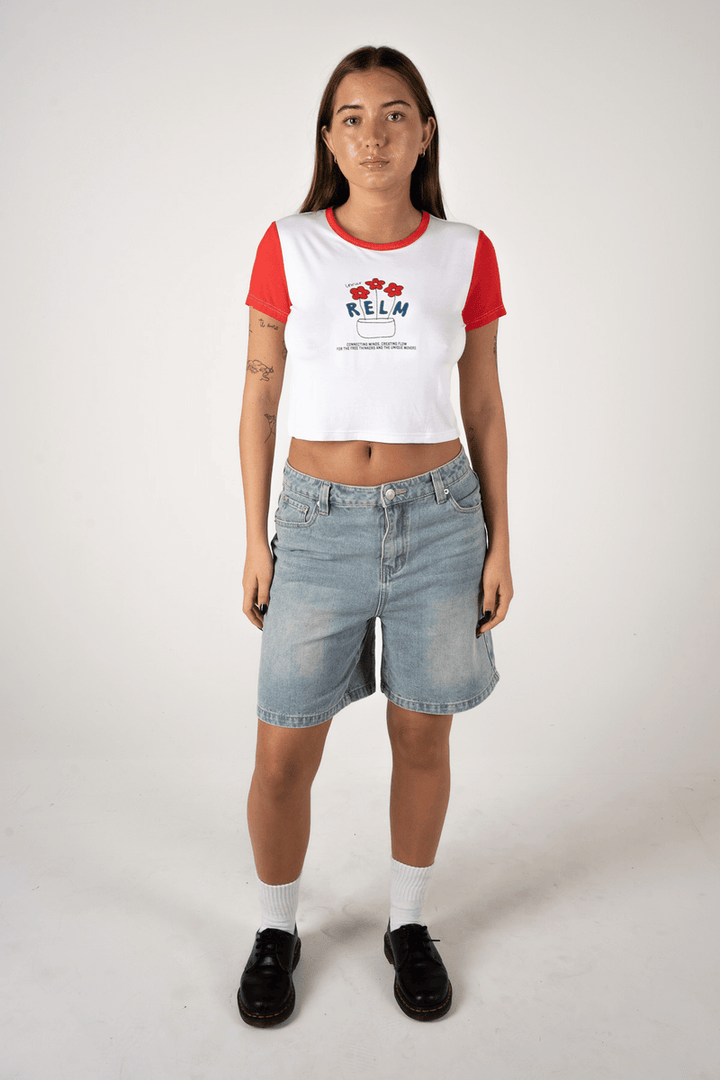 Inner Relm Pot Plant Baby Tee - WHITE/RED - Sun Diego Boardshop