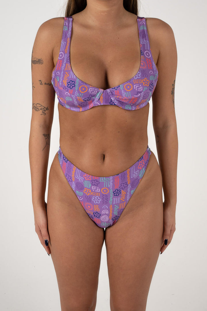 Inner Relm Bang Bang Bra Cup Top - PURPLE SCRIBBLE - Sun Diego Boardshop