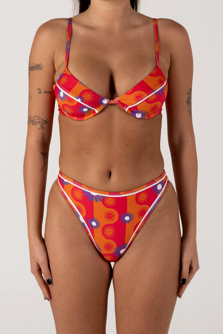 Inner Relm Women's IslandTime Bikini Bottoms - Red Wave - Sun Diego Boardshop
