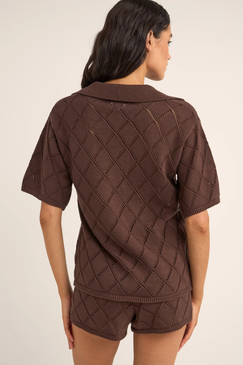 Rhythm Islander Collared Knit Shirt - CHOCOLATE - Sun Diego Boardshop