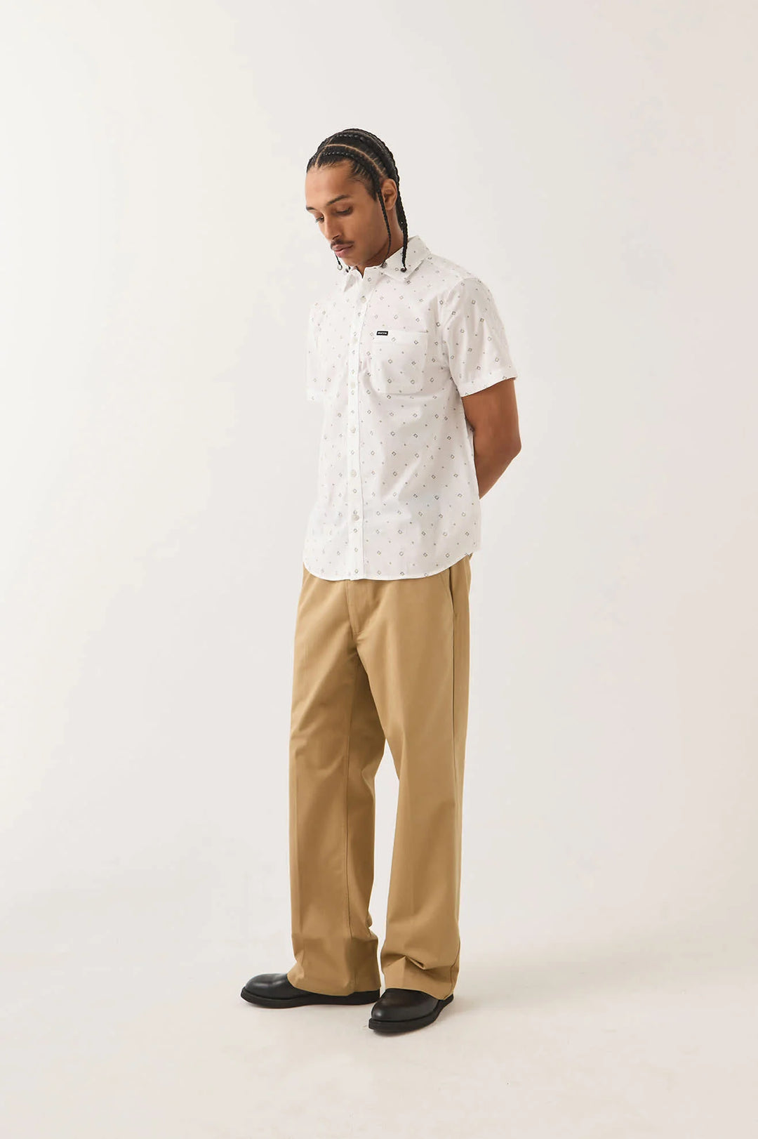 Brixton Men's Charter Print Shirt - White/Geo - Sun Diego Boardshop