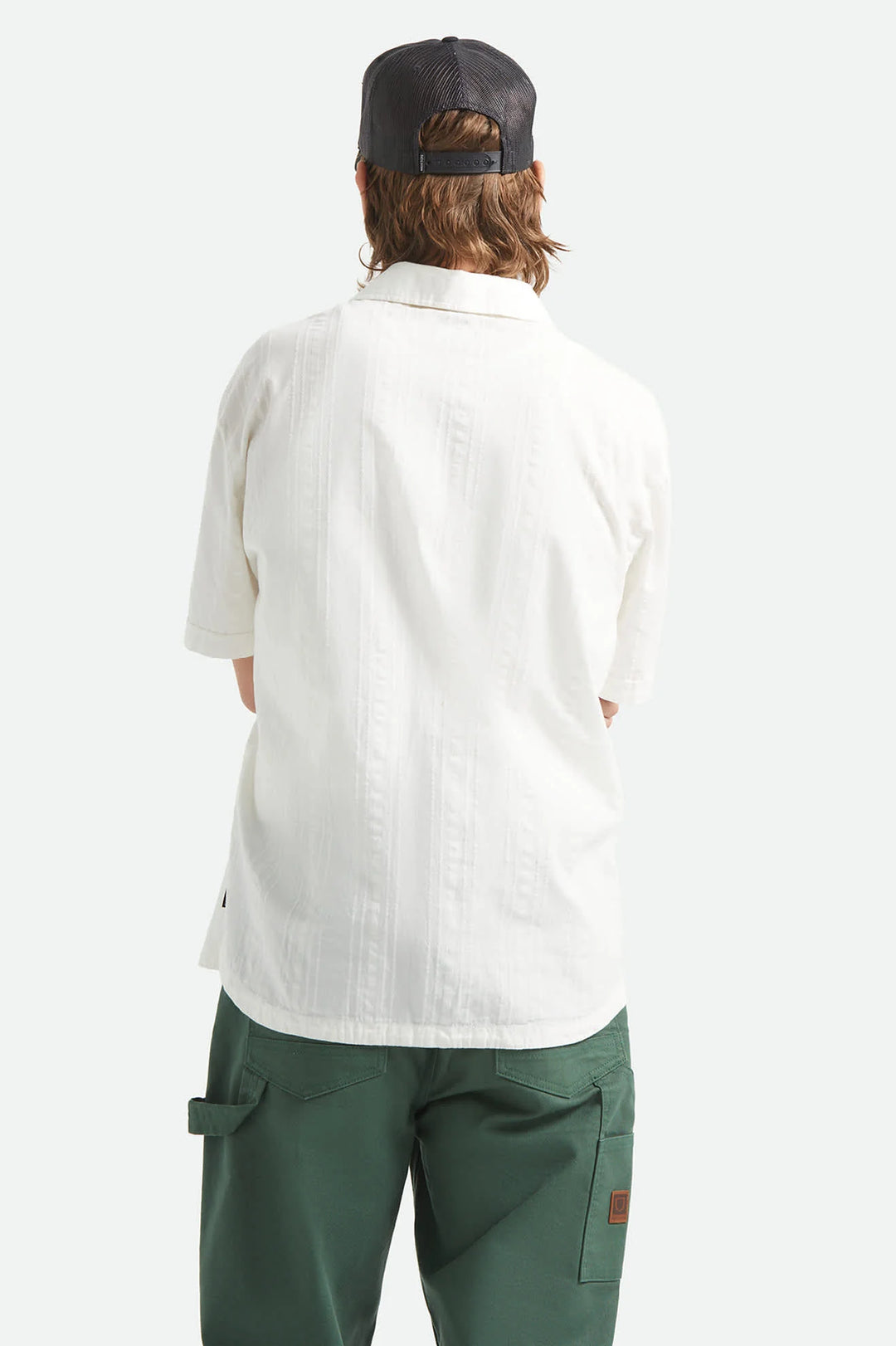 Brixton Men's Vintage Short Sleeve Shirt - Off White Jacquard Stripe - Sun Diego Boardshop